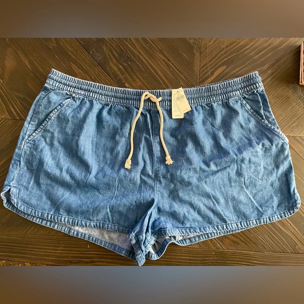 Aerie Drawstring Pull On Blue Denim Short